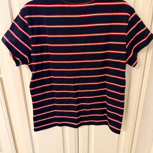 Parke Women’s  Navy and Red Striped Tee - Picture 3 of 4